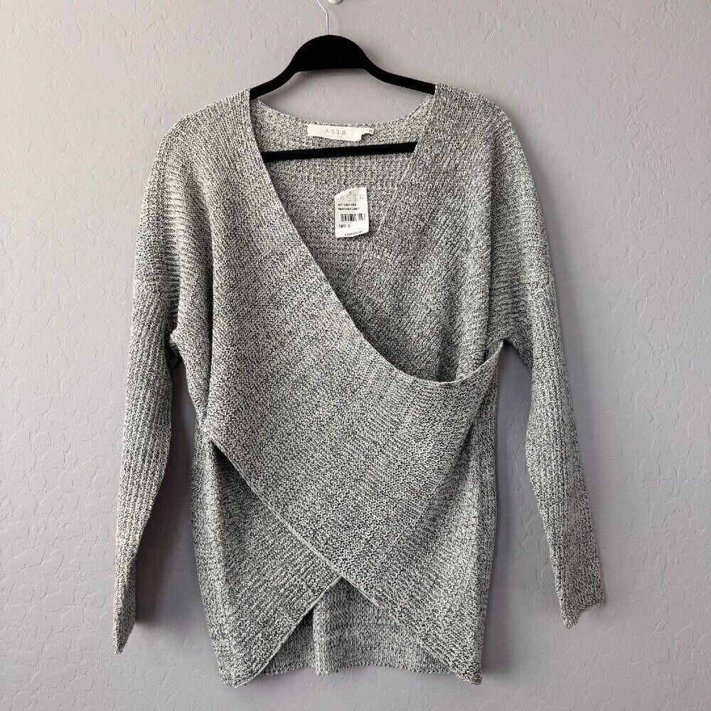 NWT ASTR the Label Small Wrap Sweater Heather Grey Knit Long Sleeve Pullover